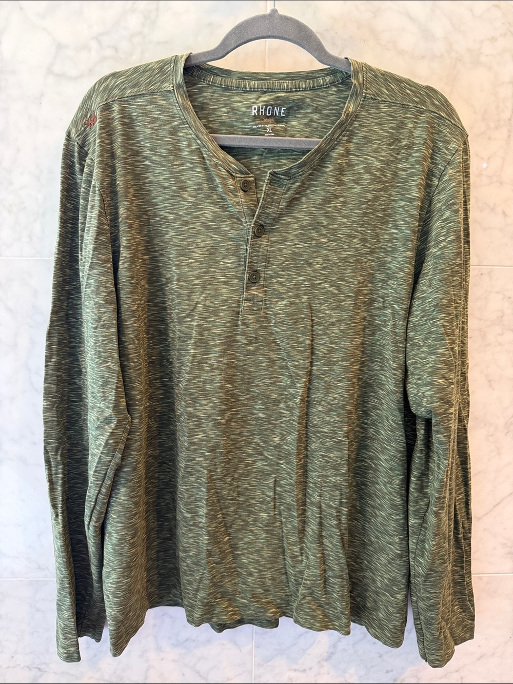 RHONE Olive Marled Long-Sleeve Henley